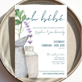 Fransk Market - Flowers - Baby Shower-inbjudan Inbjudningar