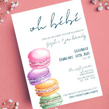 Fransk Market - Macaroon - Baby Shower-inbjudan