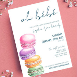 Fransk Market - Macaroon - Baby Shower-inbjudan Inbjudningar