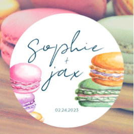 Fransk Market - Macaroons - Shower Favor Sticker Runt Klistermärke