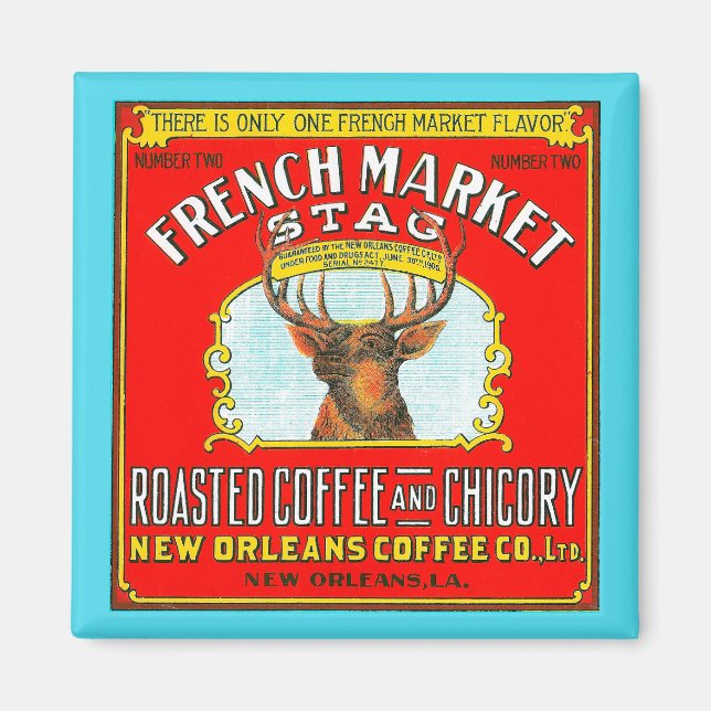 Fransk Marknadsregistrering Rostad kaffe och cikor Magnet (Framsidan)