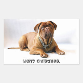 Fransk Mastiff Deadpan Hund God jul Sticker Rektangulärt Klistermärke