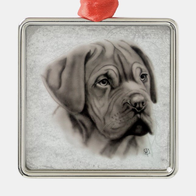 Fransk Mastiff Julgransprydnad Metall (Framsidan)