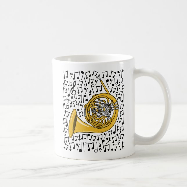 Fransk med Musik noter, Brass Musician Kaffemugg (Höger)