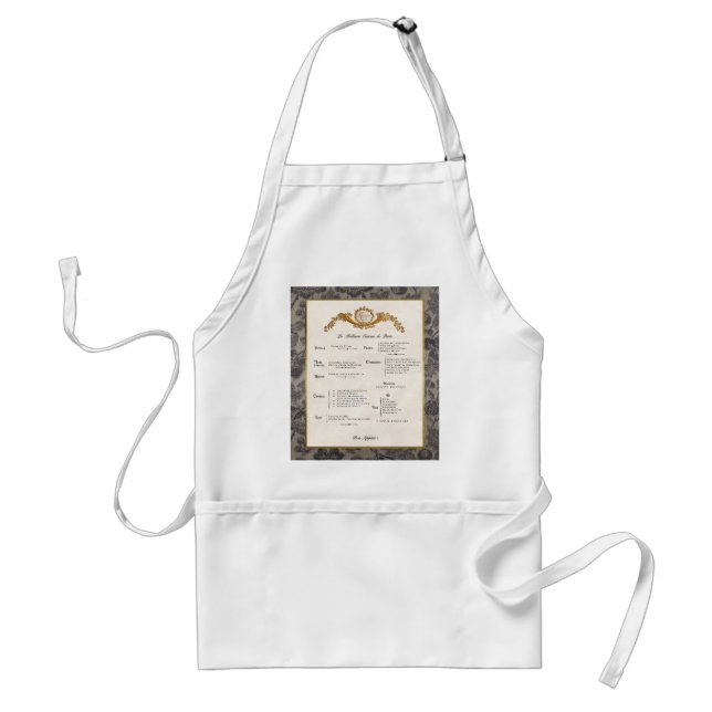 Fransk Menu 3-Pocket Apron Förkläde (Framsidan)