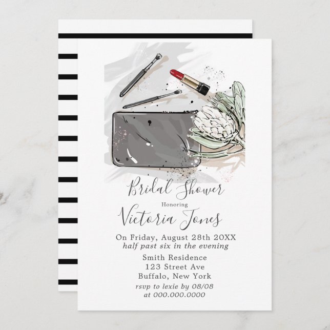 Fransk Mode och Möhippa av te Inbjudningar (Fram/baksida)