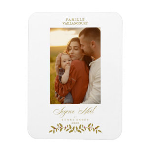 Fransk Modern Elegant Chic Jul Foto Familj Magnet