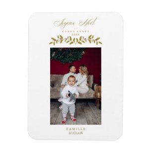 Fransk Modern Elegant Joyeux Noël Photo Family Magnet