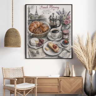 Fransk morgon i Paris frukost Poster