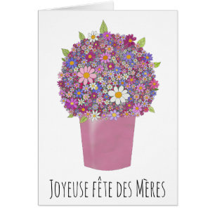 Fransk mors dag Rosa bouquet blommor Hälsningskort