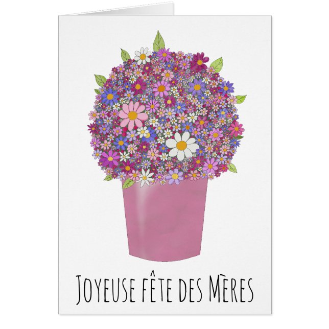 Fransk mors dag Rosa bouquet blommor Hälsningskort (Framsidan)