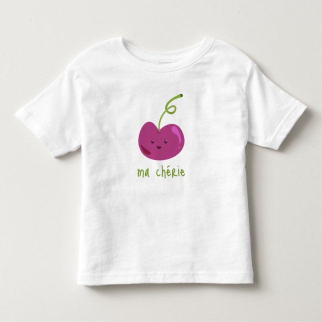 Fransk "morsa chérie" | Cute Flicka Cherry Fruit T Shirt (Framsida)