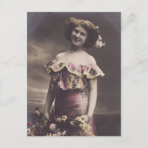 Fransk Music Hall Belle Epoque Woman-vykort Vykort