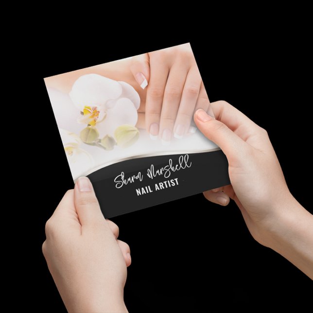 Fransk Nagel & Orchids ManiboyPedicure Salon Fyrkantigt Visitkort (Skapare uppladdad)