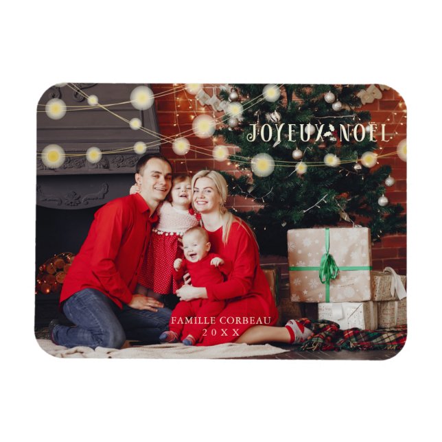 Fransk Noël Modern Elegant Chic Photo Family Magnet (Horisontell)