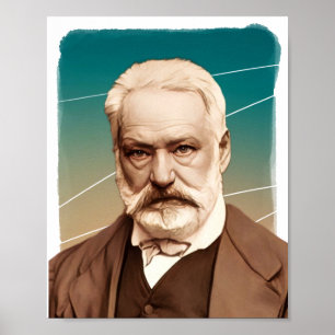 Fransk Novelist Victor Hugo-illustration Poster