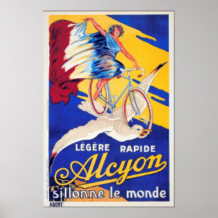 Fransk OCH ALCYON BICYCLE Vintage Cycle Poster Art