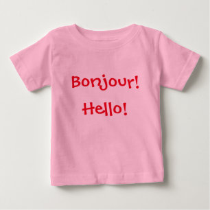 Fransk och engelska Baby: "Bonjour!" och "Hej!" T Shirt
