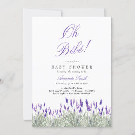 Fransk Oh Bebe Lavender Gender Neutral Baby Shower Inbjudningar
