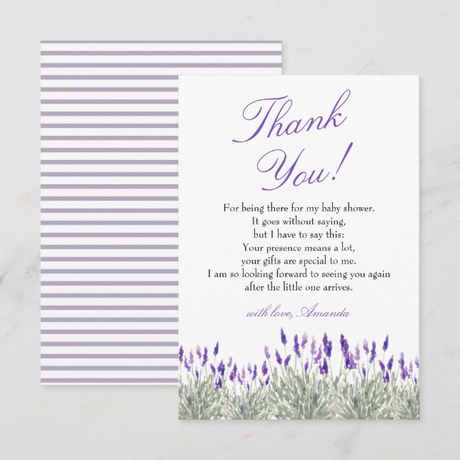 Fransk Oh Bebe Lavender Gender Neutral Baby Shower Tack Kort (Fram/baksida)