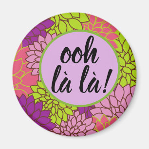 Fransk Ooh la la! Blommig Magnet Rosa Grön Lila