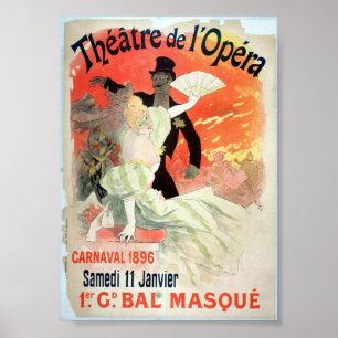 Fransk Opera Mask Boll Vintage Stil Poster