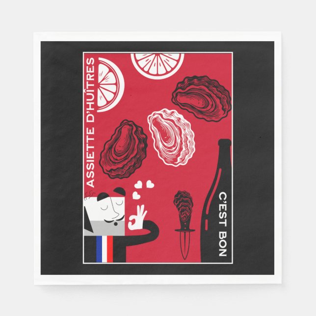 Fransk Oyster Land Kitchen Decor Pappersservett (Framsidan)