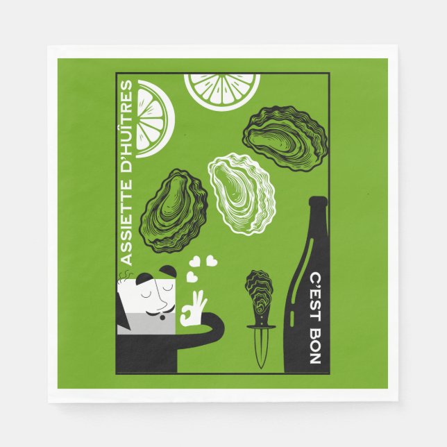 Fransk Oyster Land Kitchen Decor Pappersservett (Framsidan)