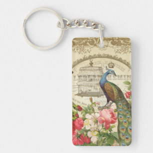 Fransk påfågelkeychain för vintage nyckelring