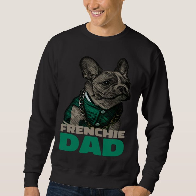 Fransk Pappa  Fransk Bulldog Pappa Lång Ärmad Tröja (Framsida)