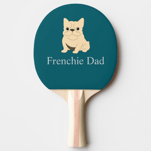 Fransk pappa, krämfärgad fransk bulldogg. pingisracket (Framsidan)