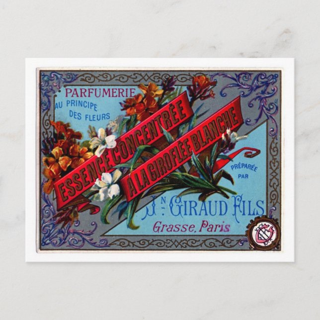 Fransk parfymreklam vykort (Framsida)