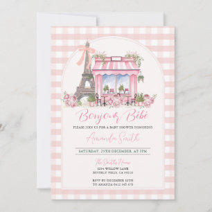 Fransk Paris Baby Shower Bonjour Bebe Inbjudningar