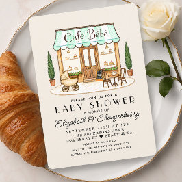Fransk Paris Café Bébé Baby Shower Inbjudningar