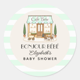 Fransk Paris Café Bébé Baby Shower Runt Klistermärke