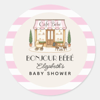 Fransk Paris Café Bébé Flick Baby Shower Runt Klistermärke