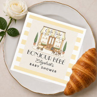 Fransk Paris Café Bébé Könsneutrala Bebis-fest Pappersservett