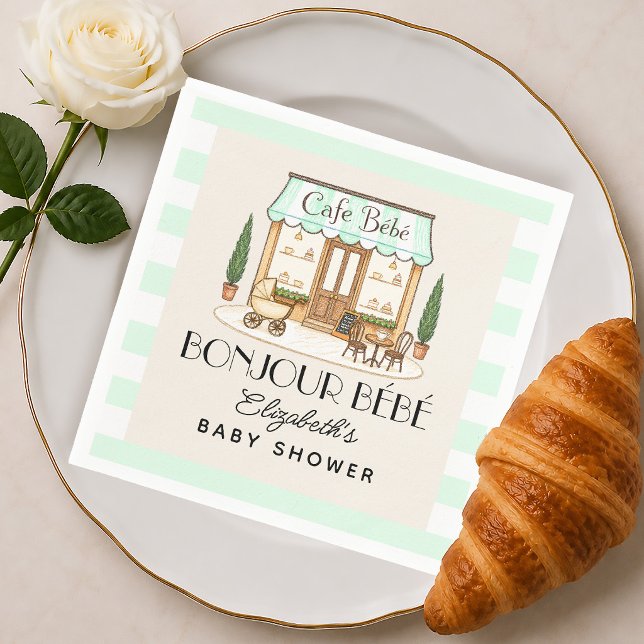 Fransk Paris Café Bébé Könsneutrala Bebis-fest Pappersservett (Skapare uppladdad)
