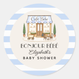Fransk Paris Café Bébé Pojke Baby Shower Runt Klistermärke