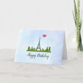 Fransk Paris med Eiffel Torn födelsedag Kort
