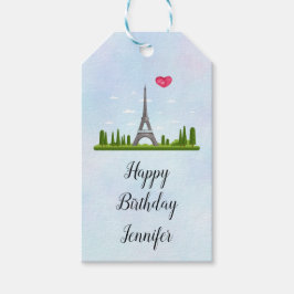 Fransk Paris med Eiffel Torn födelsedag Presentetikett