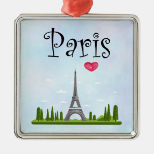 Fransk Paris med Eiffel Torn Julgransprydnad Metall
