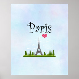 Fransk Paris med Eiffel Torn Poster
