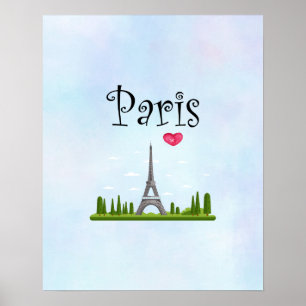 Fransk Paris med Eiffel Torn Poster