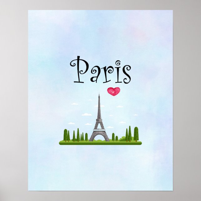 Fransk Paris med Eiffel Torn Poster (Framsidan)