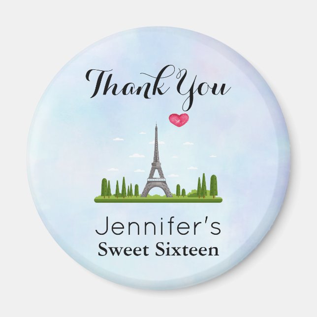 Fransk Paris med Eiffel Torn Sweet sixteen Magnet (Framsidan)