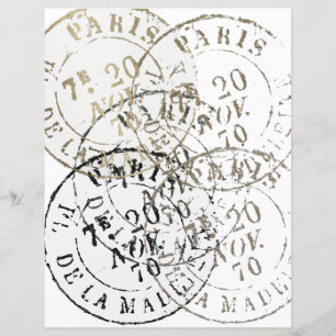 Fransk Paris Postmark Vintage Collage Scrapbook