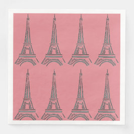 Fransk Paris ThMeed Party Eiffel Torn Napkins Pappersservett