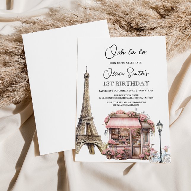 Fransk Parisisk Paris Kafé Te Party Födelsedag Inbjudningar (Skapare uppladdad)