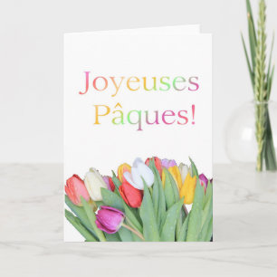 Fransk Påsk-kort - Joyeuses Pâques tulip bouquet Helgkort